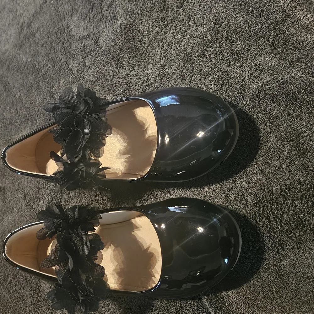 SHEIN Black Dress Shoes Polished Leather Slip-On